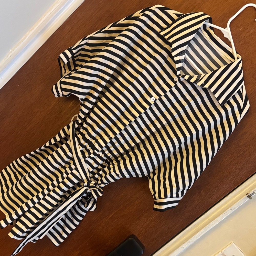 SHEIN Black and White Striped Jumpsuit